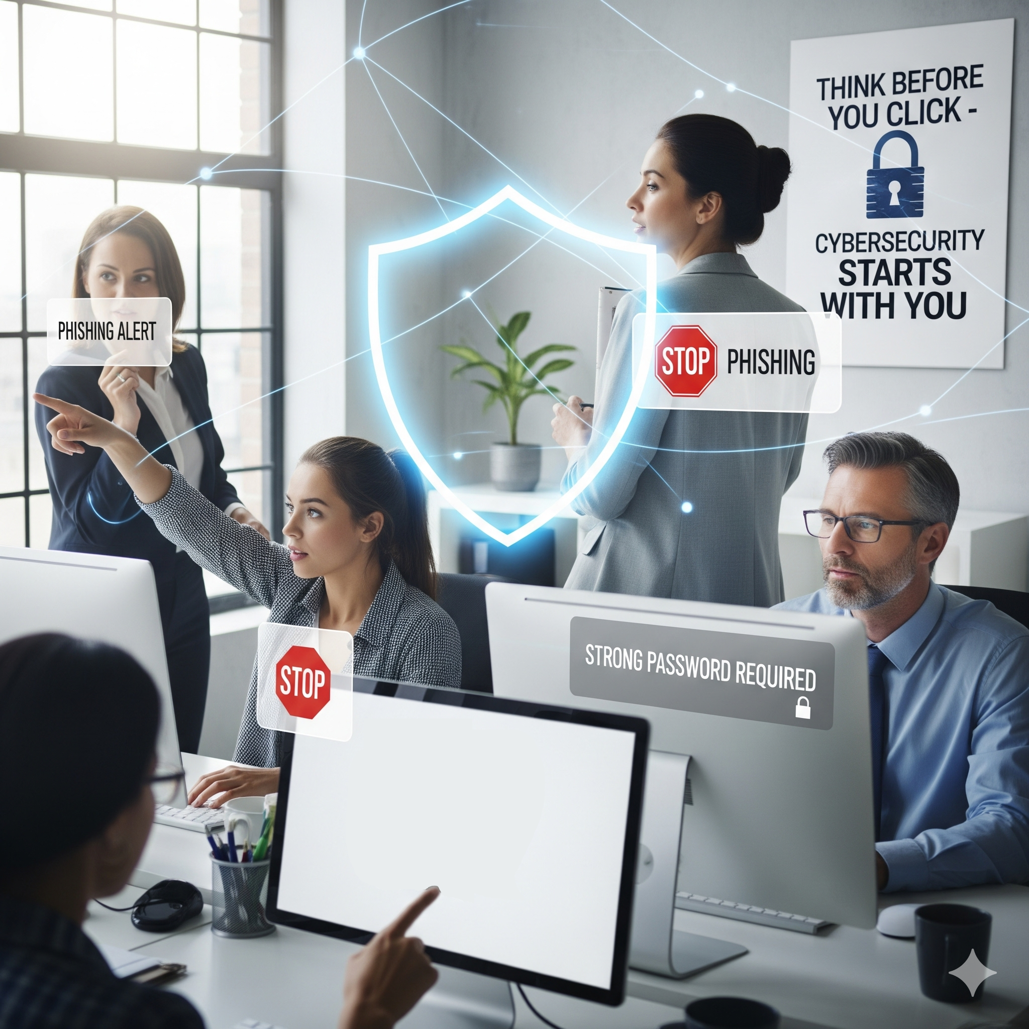 Business Security and Cybersecurity Awareness - Office building representing organizational security - AI generated image