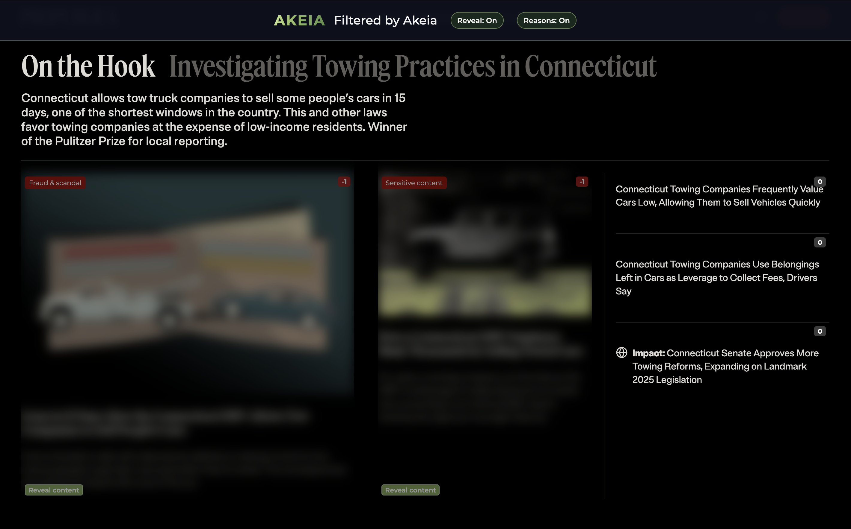 ProPublica example with blurred filtered content